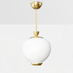 A Swedish mid century pendant with white satin glass shade and polished brass  - 1187904