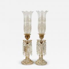A TALL PAIR OF BACCARAT GLASS CUT CRYSTAL LUSTERS CANDLE HOLDERS CIRCA 1900 - 3570270