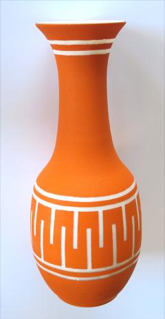 A Tall American 1960s Orange Glazed Vase with White Ground - 289136