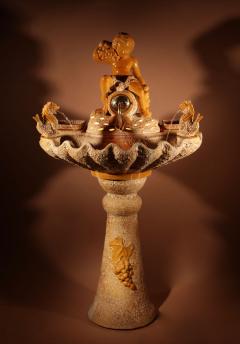 A Unusual Vallauris Illuminated Ceramic Wall Standing Fountain  - 3327815