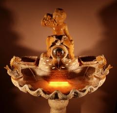 A Unusual Vallauris Illuminated Ceramic Wall Standing Fountain  - 3327827