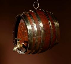 A Very Rare And Beautiful Coopered Oak And Brass Small Hanging Barrel  - 3325168