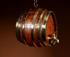 A Very Rare And Beautiful Coopered Oak And Brass Small Hanging Barrel  - 3325169