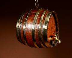A Very Rare And Beautiful Coopered Oak And Brass Small Hanging Barrel  - 3325185