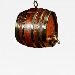 A Very Rare And Beautiful Coopered Oak And Brass Small Hanging Barrel  - 3330935
