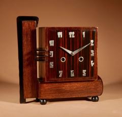 A Very Rare Architectural Dutch Art deco Oak And Coromandel Mantel Clock - 3328188