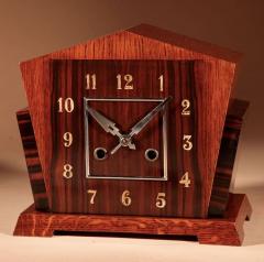 A Very Stylish Typical Art Deco Amsterdam School Ebony Coromandel Mantel Clock - 3264498