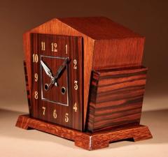 A Very Stylish Typical Art Deco Amsterdam School Ebony Coromandel Mantel Clock - 3264505