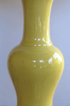 A Vibrant Pair of Chinese Canary Yellow Crackle Glaze Porcelain Lamps - 509434