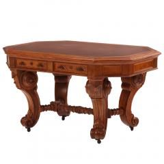 A Victorian Walnut Center Library Table Partners Desk C 1885  - 4333314