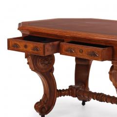 A Victorian Walnut Center Library Table Partners Desk C 1885  - 4333316