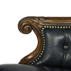 A Victorian blue leather oak library chair - 3377103