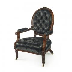 A Victorian rosewood medallion backed open arm chair by Holland Sons - 3081051
