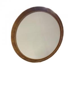 A Vintage Finnish Round Rattan Mirror 1960s - 3959667