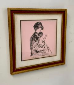 A Woman Holding a Child Lithograph Signed Framed - 3515494