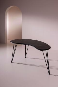 A bean shaped table made of dark slate and iron Italy late 1950s - 4358901