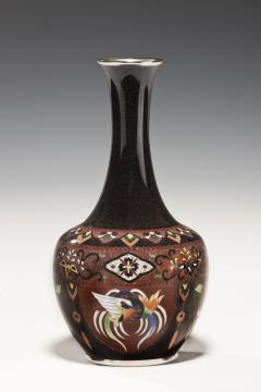 A black Japanese cloisonne vase - 1214643