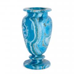 A blue dyed calcite urn shaped mineral vase - 2841490