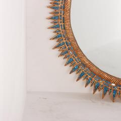 A blue glass convex mirror in the manner of Line Vautrin Contemporary  - 3724616