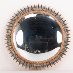 A blue glass convex mirror in the manner of Line Vautrin Contemporary  - 3724619