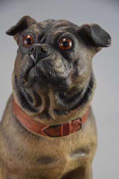 A charming late 19th century Austrian seated terracotta Pug dog - 4756091