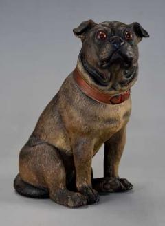 A charming late 19th century Austrian seated terracotta Pug dog - 4756095