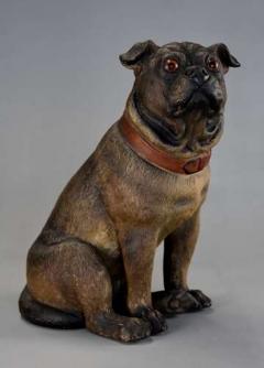 A charming late 19th century Austrian seated terracotta Pug dog - 4756103