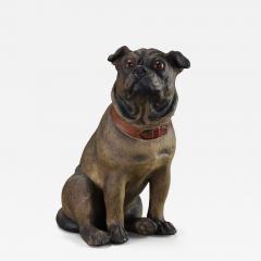 A charming late 19th century Austrian seated terracotta Pug dog - 4762047