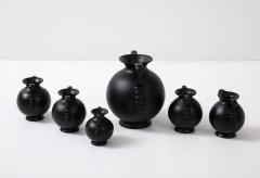 A collection of Swedish Black Glass Vessels Engshyttan Glassworks Ca 1950s - 3933660