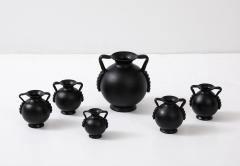 A collection of Swedish Black Glass Vessels Engshyttan Glassworks Ca 1950s - 3933668