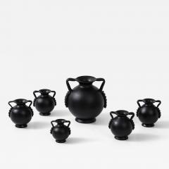 A collection of Swedish Black Glass Vessels Engshyttan Glassworks Ca 1950s - 3935539