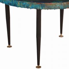A colorful French blue resin occasional coffee table C 1965  - 4119291