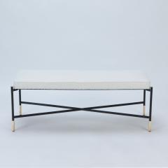 A contemporary Italian bench with cross stretchers and brass details  - 2915455