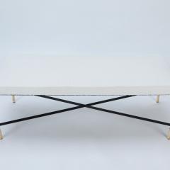 A contemporary Italian bench with cross stretchers and brass details  - 2915456