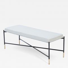 A contemporary Italian bench with cross stretchers and brass details  - 2920582