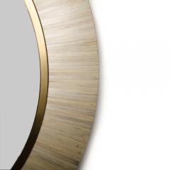 A contemporary modernist round mirror executed in meticulous straw marquetry  - 3308508