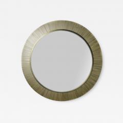 A contemporary modernist round mirror executed in meticulous straw marquetry  - 3310278