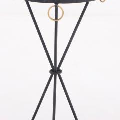 A contemporary pair of wrought iron drink tables having ring decoration  - 3452594