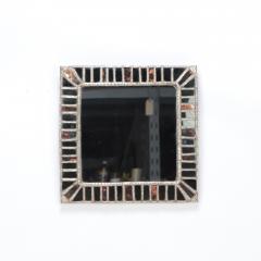 A custom made silver square mirror with gray and copper color glass  - 2971401