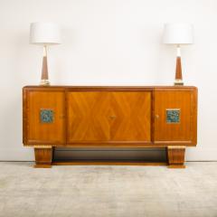 A fine French 1940s walnut veneer with gilded carved wood details sideboard - 2033426