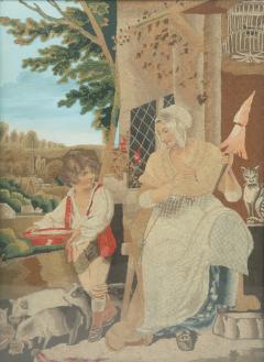 A fine Regency silkwork picture of The Industrious Cottage by Ann Wilson c 1810 - 4352223