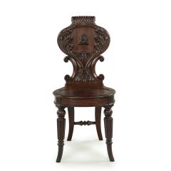 A fine pair of Regency mahogany armorial hall chairs attributed Gillows - 3345193