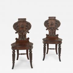 A fine pair of Regency mahogany armorial hall chairs attributed Gillows - 3347940