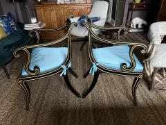 A fine pair of caned Regency ebonized and gilt chairs - 4164276