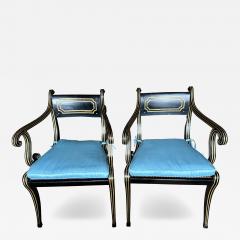 A fine pair of caned Regency ebonized and gilt chairs - 4164704