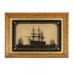A fine reverse glass silhouette of H M S s Marlborough Foudroyant and Lee - 3324516