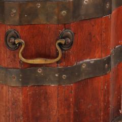 A fluted vintage wine barrel or bucket with brass bands and handles - 2203235