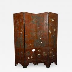 A four panel Chinese Coromandel lacquered folding screen Ca 19thC - 2407811