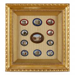 A framed set of eleven micromosaic plaques of Italian monuments - 2825253