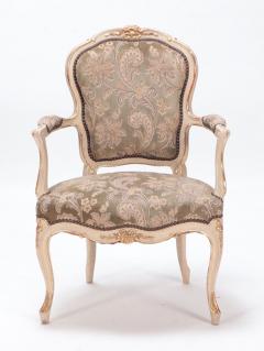 A gilt and painted French upholstered open armchair in the Louis XV style  - 3448463